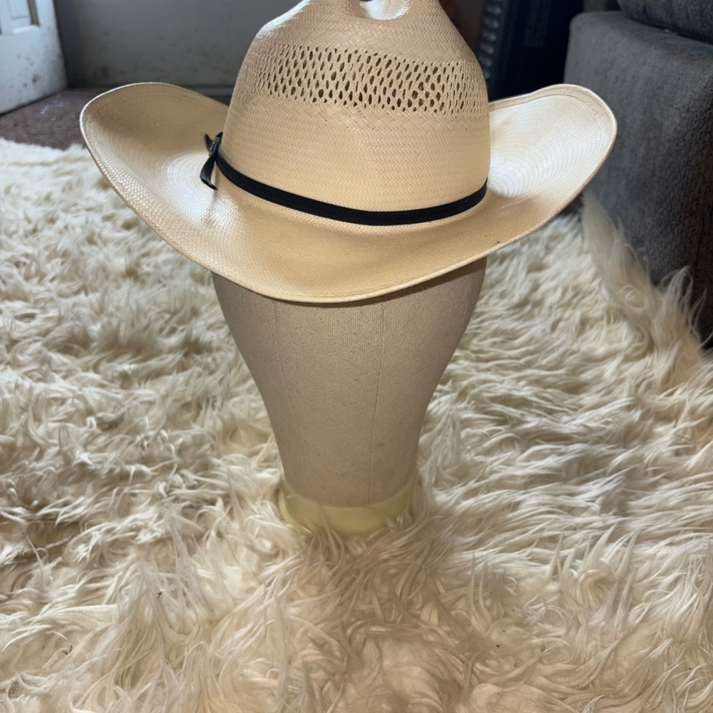 Straw Cowboy Hat with Black Band